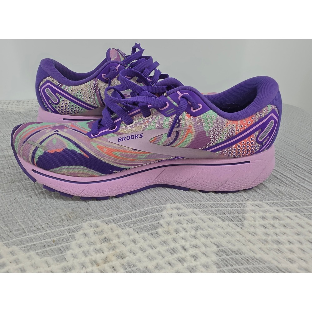 Brooks Ghost 14 Running Shoes Womens 8 Purple Unity Together Swirl 1203561B524 - Picture 4 of 10